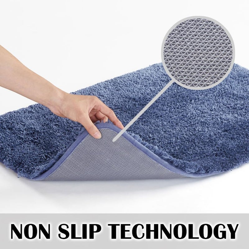 Suchtale Large Bathroom Rug Extra Soft and Absorbent Shaggy Bathroom Mat (24 x 60, Blue) Machine Washable Microfiber Bath Mat, Non Slip Bath Mat, Luxury Bath Floor Mats Rubber Back - Image 3